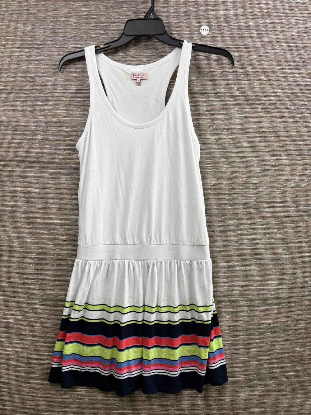 Juicy Couture Dress Womens M White Multicolor Stripe Tank Sundress Short